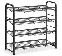 SONGMICS Meuble à Chaussures à 4 Niveaux, Étagère Rangement Empilable, jusqu'à 16 Paires, en Métal, 68,5 x 27,5 x 65 cm, pour Talons Hauts, Baskets, Pantoufles, dans Entrée, Noir LMR067B01