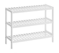 SONGMICS Meuble à Chaussures en Bambou 3 Niveaux, Étagère de Salle de Bain, jusqu’à 12 Paires, 70 x 55 x 26 cm, Blanc