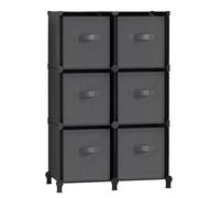 SONGMICS Meuble de Rangement avec Boîtes, Meuble à 6 Compartiments pour Vêtements, Étagères, Tissu Non-tissés, Modulable, Extensible, Gain de Place, Chambre, Noir d'Encre et Gris Tourterelle LPC062B01
