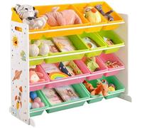 SONGMICS Meuble de rangement pour jouets d'enfants, 106 x 26,5 x 78 cm, 16 coffres amovibles GKR070W01