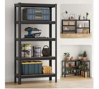 SONGMICS Meuble Étagères à 5 Niveaux, 30 x 75 x 150 cm, Capacité 650 kg, Planches Réglables, Style Industriel, Marron et Noir