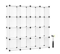 SONGMICS Meuble Rangement 16 Cubes, Organisateur Modulable, Étagère en Plastique, Séparateur de Placard, Rangement Chaussures, pour Chambre, Bureau, 31 x 153 x 153 cm, Blanc LPC44L