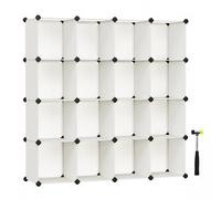 SONGMICS Meuble Rangement 16 Cubes, Organisateur Modulable, Étagère en Plastique, Séparateur de Placard, Rangement Chaussures, pour Chambre, Bureau, 31 x 153 x 153 cm, Blanc Crème LPC442M01