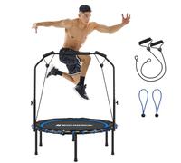 SONGMICS Mini Trampoline de Fitness 101,6 cm avec Rampe réglable, Trampoline Pliable pour entraînement à Domicile, Charge maximale 120 kg, Bleu et Noir USTR040Q01
