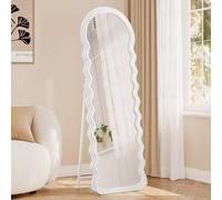 SONGMICS Miroir Complet, 160 x 50 cm, Miroir sur Pied Pleine Longueur Ondulé Irrégulier avec Support, Cadre en MDF, pour Chambre, Salon, Entrée, Blanc Nuage LFM027W01