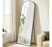 SONGMICS Miroir Intégral, 150 x 40 cm, Miroir Arqué sur Pied, à Poser au Sol, Cadre en Alliage d’Aluminium, Verre Trempé, pour Chambre, Salon, Dressing, Noir d'encre LFM035B01