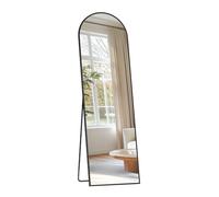 SONGMICS Miroir Intégral, 150 x 40 cm, Miroir Arqué sur Pied, à Poser au Sol, Cadre en Alliage d’Aluminium, Verre Trempé, pour Chambre, Salon, Dressing, Noir d'encre LFM035B01