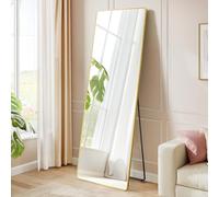 SONGMICS Miroir Intégral, 150 x 40 cm, Miroir Rectangulaire sur Pied, à Poser au Sol, Cadre en Alliage d’Aluminium, Verre Trempé, pour Chambre, Salon, Dressing, Doré Clair LFM034AB01