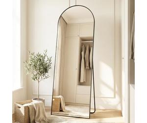 SONGMICS Miroir Intégral, 160 x 50 cm, Miroir Arqué sur Pied, à Poser au Sol, Cadre en Alliage d’Aluminium, Verre Trempé, pour Chambre, Salon, Dressing, Noir d'encre LFM031B01
