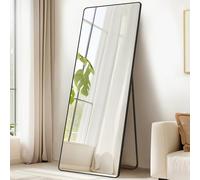SONGMICS Miroir Intégral, 165 x 50 cm, Miroir Rectangulaire sur Pied, à Poser au Sol, Cadre en Alliage d’Aluminium, Verre Trempé, pour Chambre, Salon, Dressing, Noir d’Encre LFM030B01