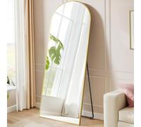 SONGMICS Miroir Intégral, 165 x 60 cm, Miroir Arqué sur Pied, à Poser au Sol, Cadre en Alliage d’Aluminium, Verre Trempé, pour Chambre, Salon, Dressing, Doré Clair LFM039AB01