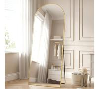 SONGMICS Miroir Intégral, 165 x 60 cm, Miroir Arqué sur Pied, à Poser au Sol, Cadre en Alliage d’Aluminium, Verre Trempé, pour Chambre, Salon, Dressing, Doré Clair LFM039AB01