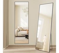 SONGMICS Miroir Intégral, Miroir Rectangulaire sur Pied, à Poser au Sol, Cadre en Alliage d’Aluminium, Verre Trempé, pour Chambre, Salon, Dressing, Coins Droits, 160 x 50 cm, Noir d'encre LFM050BD01