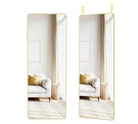 SONGMICS Miroir Intégral Suspendu, 120 x 40 cm, Miroir Rectangulaire, Cadre en Alliage d'Aluminium, Verre Trempé, pour Chambre, Salon, Dressing, Doré Clair LFM032AB01