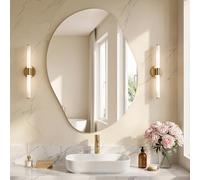 SONGMICS Miroir Mural Moderne, Miroir Irrégulier Asymétrique, en Forme de Pétale, 60 x 45 cm, Décoratif, sans Cadre, pour Entrée, Chambre, Salle de Bain LWM020BD01