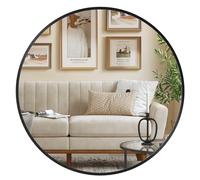 SONGMICS Miroir Rond, Miroir Mural, Diamètre 50 cm, Cadre en Métal, Facile à Installer, pour Salle de Bain, Salon, Chambre, Entrée, Couloir, Noir d'encre LWM101BD03