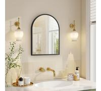 SONGMICS Miroir Salle de Bain, Miroir Mural Arqué, Cadre en Aluminium, 40 x 30 cm, avec Film de Sécurité, Montage Facile, pour Salon, Chambre, Salle de Bain, Noir d'encre LWM013BD01