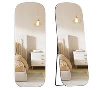 SONGMICS Miroir sur Pied Pleine Longueur, 160 x 50 cm, avec Coins Arrondis, en Verre de Qualité, Cadre en Aluminium, pour Chambre à Coucher, Dressing, Noir d'encre LFM029B01