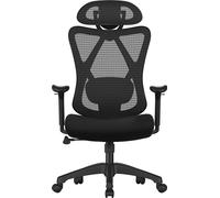 SONGMICS OBN063B01 Chaise de bureau Chaise de bureau ergonomique Chaise d'ordinateur Chaise en maille Soutien lombaire et appui-tête réglables 150kg Hauteur réglable
