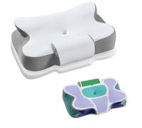 SONGMICS Oreiller Ergonomique, Hauteur Ajustable, Coussin en Mousse à Mémoire de Forme, pour Dormeurs sur Le Côté, Le Dos et Le Ventre, Toucher Frais, Blanc Nuage et Gris Tourterelle TBP051G201