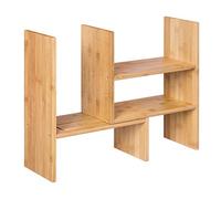 SONGMICS Organisateur de Bureau Modulable à 3 Formes, Réglable Peu encombrant, Petite Décoration de Bibliothèque, pour Bureau, Cuisine et Salle de Bain, Bambou Naturel OFS45NL