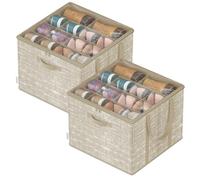 SONGMICS Organisateur de Chaussures, Lot de 2, Chacun jusqu'à 16 Paires, Boîte de Rangement pour Chaussures, Poignées, Couvercle Transparent, pour Chambre, Entrée, Armoire, Beige Cappuccino LSP602LF01