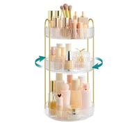SONGMICS Organisateur Maquillage Rotatif, Rangement Maquillage, 3 Niveaux, Séparable, Rangement de Bijoux pour Coiffeuse, Idée Cadeau, Transparent JKA011W02