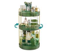 SONGMICS Organisateur Maquillage Rotatif, Rangement Maquillage, 3 Niveaux, Séparable, Rangement de Bijoux pour Toilette, Chambre à Coucher, Salle de Bain, Vert Clair JKA011C01