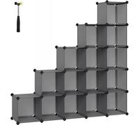 Songmics Organiseur 15 boîtes, plastique, métal, gris, 123 x 31 x 123 cm