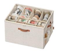 SONGMICS Organiseur de Chaussures, Boîte de Rangement pour Chaussures, pour 16 Paires, avec Poignées, Gain de Place, Couvercle Transparent, Modulable, pour Armoire, Beige Cappuccino LSP555K01