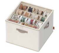 SONGMICS Organiseur de Chaussures, pour jusqu’à 16 Paires, Boîte de Rangement Gain de Place, Séparateurs Réglables, Empilable, Couvercle Transparent, Lot de 2, Beige Cappuccino LSP622LH01