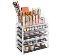 SONGMICS Organiseur de Maquillage, Boîte de Rangement en Plastique PS