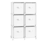 SONGMICS Organiseur de rangement cube avec boîtes de rangement, organiseur à 6 cubes, 6 bacs pliables en tissu non tissé, personnalisable, gain de place, chambre à coucher, salon, blanc nuage