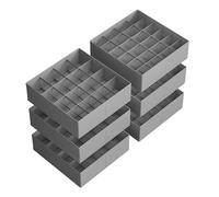 SONGMICS Lot de 4 organiseurs de tiroir, 80 compartiments (2 x 16 + 2 x 24), organiseur de placard pliable, 30 x 30 x 10 cm, boîtes pour chaussettes, sous-vêtements, ceintures, gris tourterelle