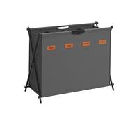 SONGMICS Panier à Linge, 155 L, 4 Sections, Structure en X Pliable | Trieur de Linge, avec Étiquettes Personnalisables, Noir D'Encre, Collection STEVIE LCB140B01