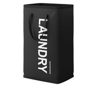 SONGMICS Panier à Linge, 80 L, Corbeille à Linge Sale Pliable, Panier de Rangement, avec Poignées, Sac Déperlant, pour Buanderie, Chambre, Salle de Bain, Noir d’Encre RLH001BH01