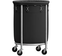 SONGMICS Panier à Linge avec Roulettes 110L, Chariot Linge Sale, Corbeille, 4 Roulettes et 2 Freins, Noir et Argent