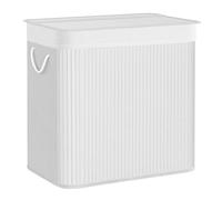 SONGMICS Panier à linge en bambou 150 l, tri, 3 compartiments, bambou blanc, textile
