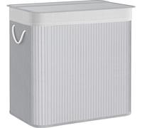 SONGMICS Panier à linge en bambou 150l, tri 3 compartiments, gris
