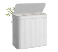 SONGMICS Panier à Linge Pliable avec Couvercle, 150 L, Blanc | Sac à Linge Sale, 62,5 x 41,5 x 61 cm, Sac Intérieur Lavable, Salle de Bain, Blanc, Collection RONEX LCB062W01