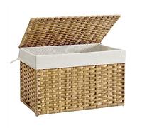SONGMICS Panier de Rangement, Corbeille Linge Sale 105L avec Couvercle, Pliable, Sacs en Tissu Amovibles et Poignées, pour Couvertures, Vêtements, Salon, Chambre, Buanderie, Couleur Boisée RST066N01