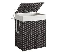 SONGMICS Panier de Rangement, Corbeille Linge Sale 90L avec Couvercle, Pliable, Sacs en Tissu Amovibles et Poignées, pour Couvertures, Vêtements, Salon, Chambre, Buanderie, Marron Noir LCB51BK