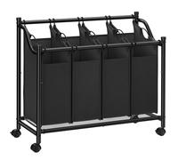 SONGMICS Panier Linge Roulant 4 Sacs Amovibles pour Maison 4x35L Noir