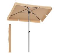 SONGMICS Parasol 180 x 125 cm, Protection Solaire UPF 50+, Inclinable sur 30° dans les 2 sens, Hauteur Réglable, avec Sac de Transport, pour Jardin, Terrasse, sans Base, Taupe GPU180K01