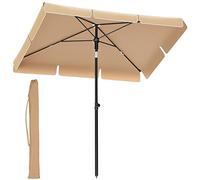 SONGMICS Parasol 200 x 125 cm, Protection Solaire UPF 50+, Inclinable | Hauteur Réglable, avec Sac de Transport, sans Base, pour Jardin, Terrasse, Taupe, Collection SHELD GPU25BR