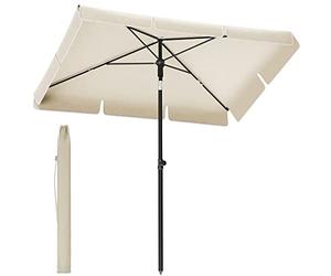 SONGMICS Parasol 200 x 125 cm, Protection Solaire UPF 50+, Inclinable sur 30° dans les 2 sens, Hauteur Réglable, avec Sac de Transport, pour Jardin, Terrasse, sans Base, Beige GPU025M01