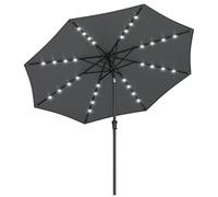 SONGMICS Parasol 300 cm avec éclairage solaire LED, 32 lumières LED, protection UV UPF 50+, pliable à 30°, pour jardin, terrasse, piscine, balcon, sans support, gris GPU33GY