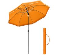 SONGMICS Parasol de 200 cm, Protection Solaire UPF 50+, Inclinable sur 30° dans les 2 sens, Hauteur Réglable, avec Sac de Transport, pour Balcon, Jardin, Terrasse, Plage, sans Base, Orange GPU65OGV1