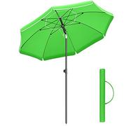 SONGMICS Parasol de 200 cm, Protection Solaire UPF 50+, Inclinable sur 30° dans les 2 sens, Hauteur Réglable, avec Sac de Transport, pour Balcon, Jardin, Terrasse, Plage, sans Base, Vert GPU65GNV1