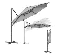 SONGMICS Parasol de Jardin 300 cm, UPF 50+, Parasol d Extérieur, Pivotant à 360°, Inclinaison Fluide, Manivelle, avec Base en Croix, Gris Tourterelle GPU074G10